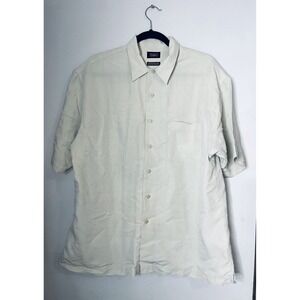 Haggar‎ Short Sleeve button down shirt Men's Large Ivory